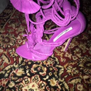 Brian Atwood pink Yuna leather heels